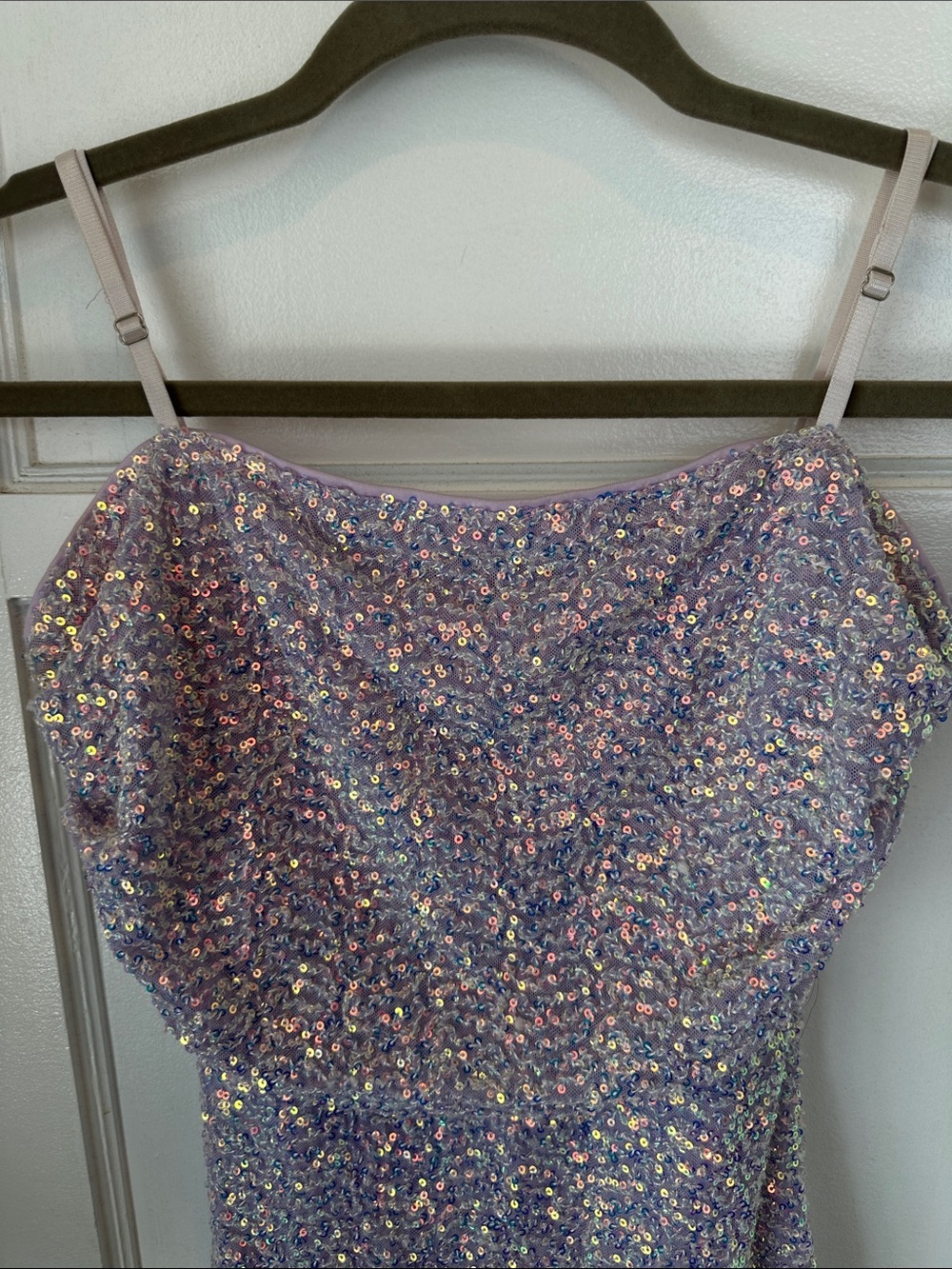 Windsor Iridescent Sparkling Lavender Sequin Mini Dress Size Medium - Picture 2 of 8